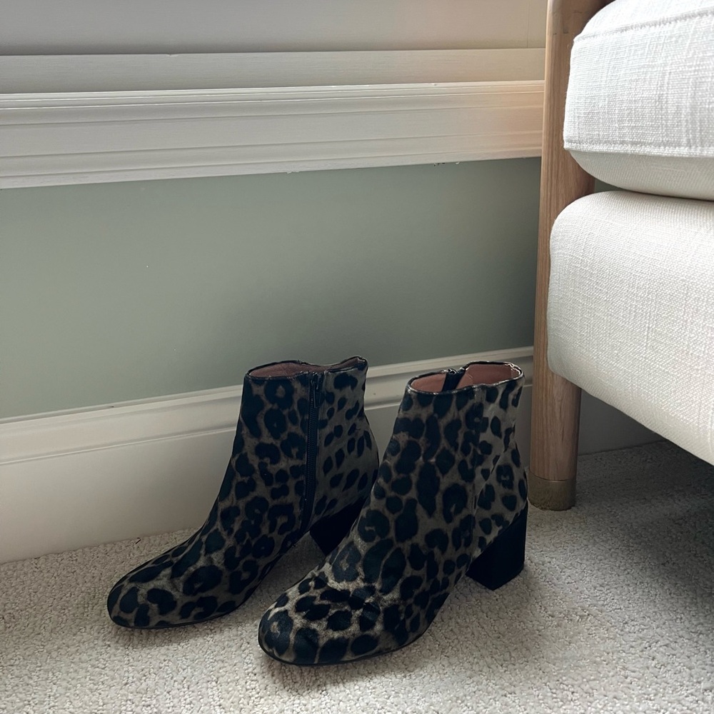 Anthropologie Leopard Print Ankle Boots